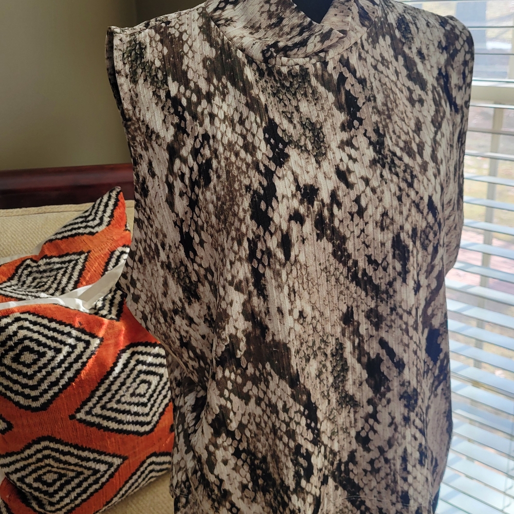 DKNY Brown and Black Snake Print Top